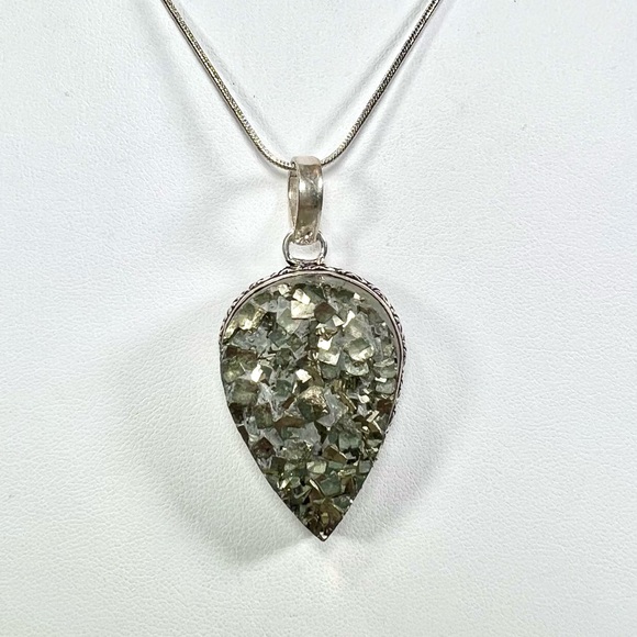 Apache Pyrite “Fools Gold” 925 Gemstone Pendant - Picture 1 of 4